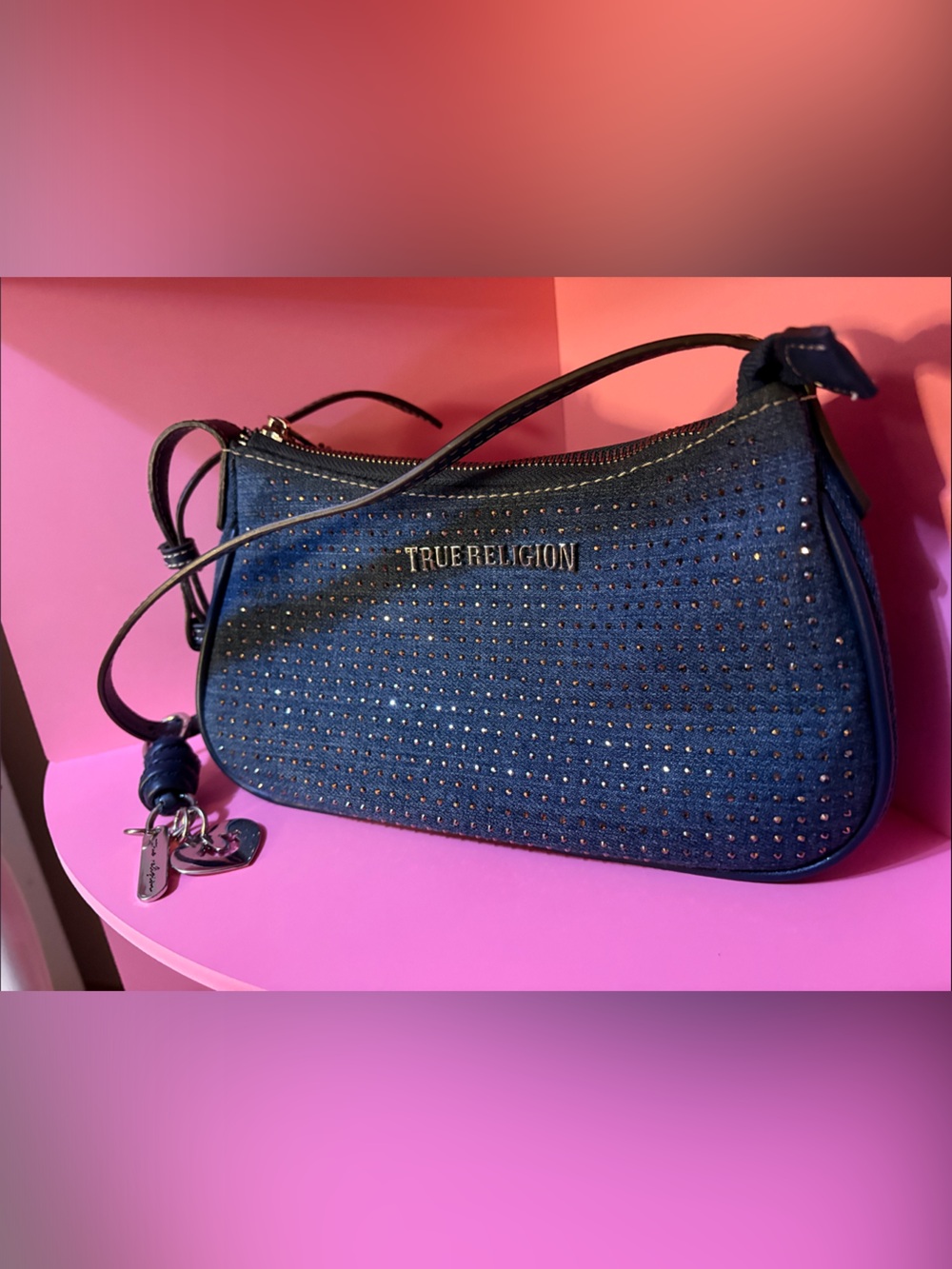 True Religion Denim Crystal Shoulder Bag